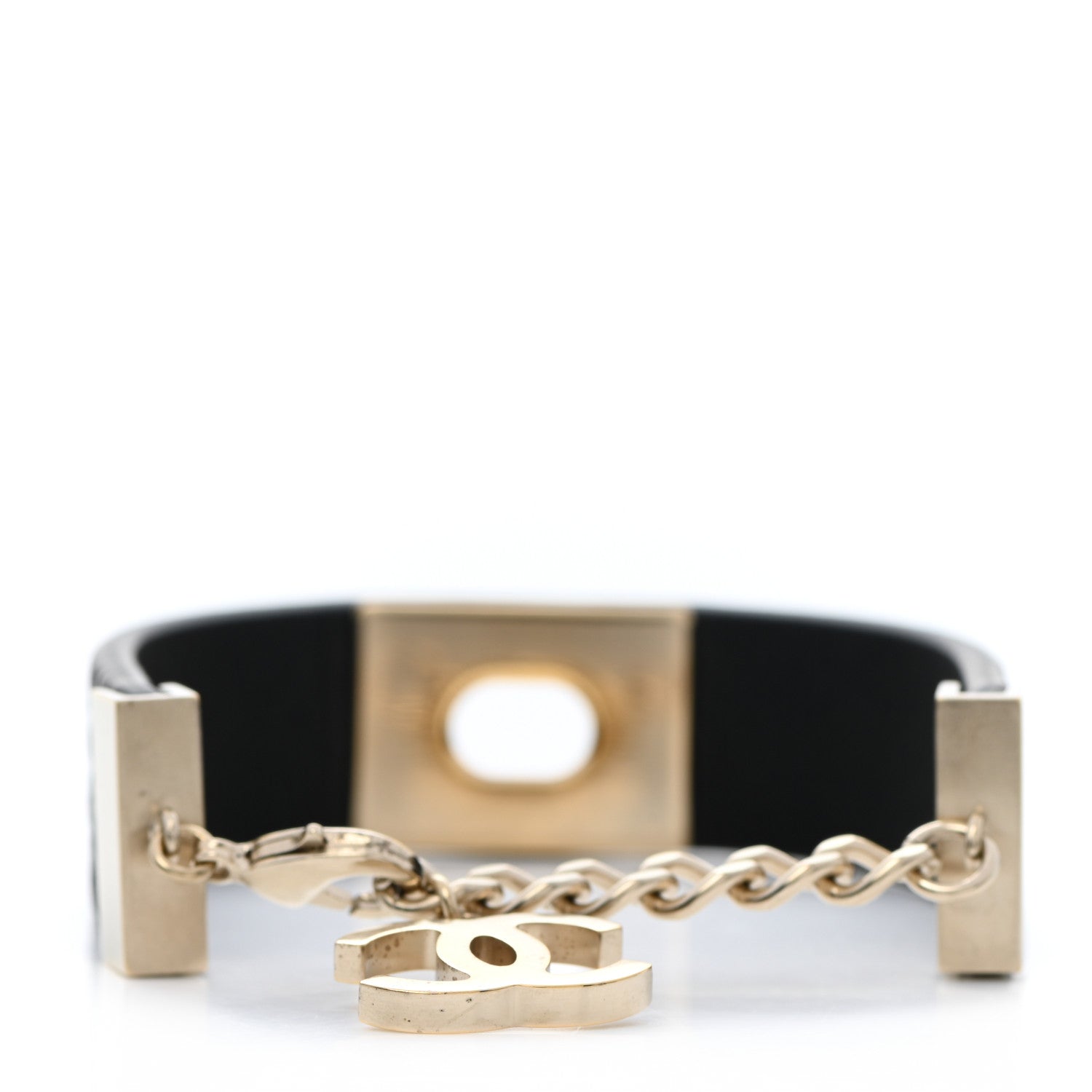 Chanel Calfskin CC Bracelet Black Gold 3 of 4