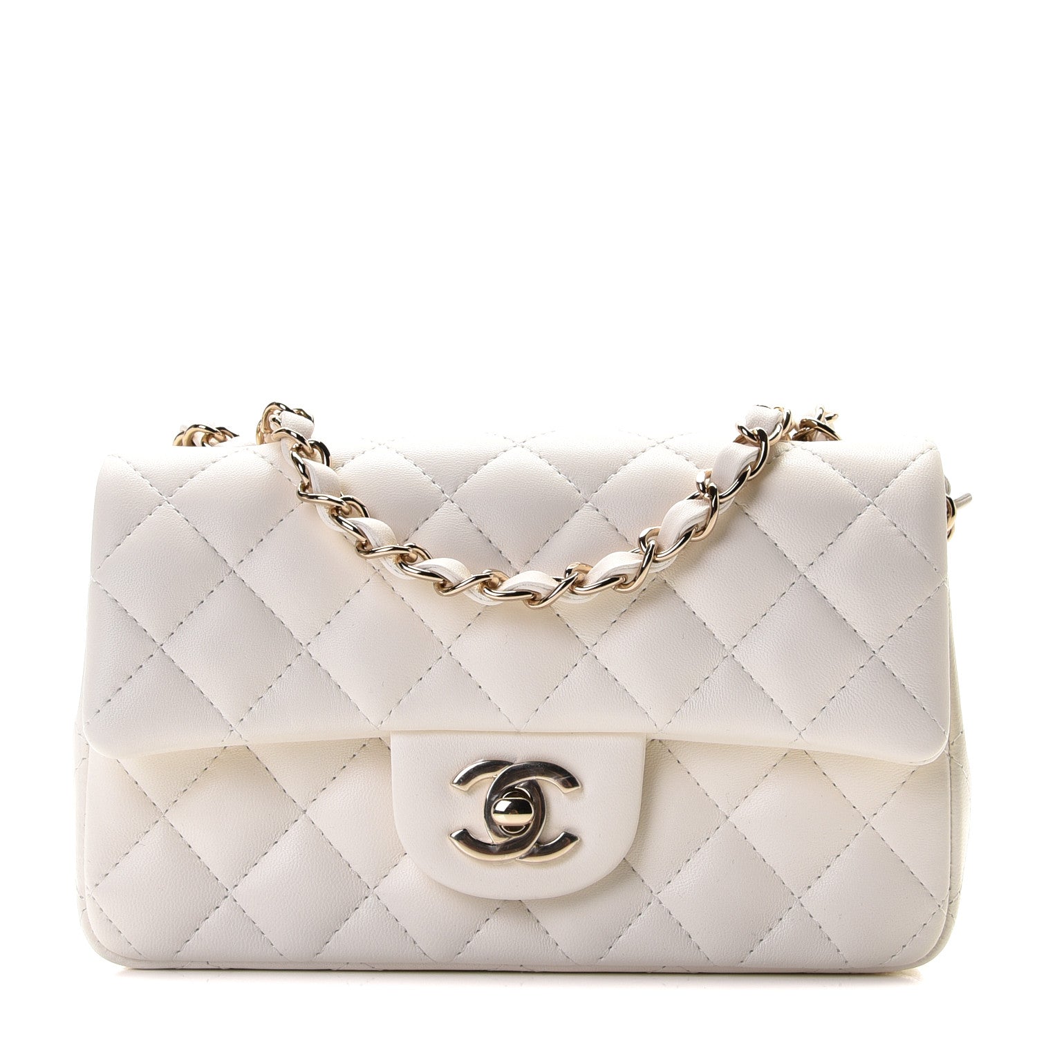 Chanel Lambskin Quilted Mini Rectangular Flap White 1 of 8