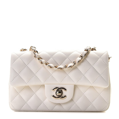 Chanel Lambskin Quilted Mini Rectangular Flap White 1 of 8
