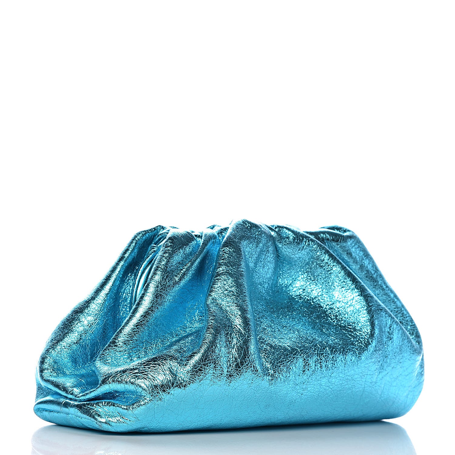 Bottega Veneta Metallic Crinkled Lambskin The Pouch Sky Blue 3 of 10