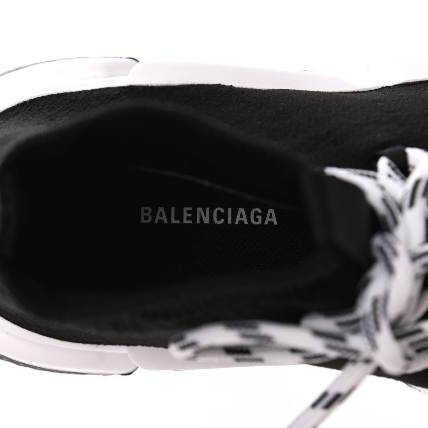 Balenciaga Recycled Knit Bi-Color Sole Womens Speed Lace Up Sneakers 36 Black White 6 of 8