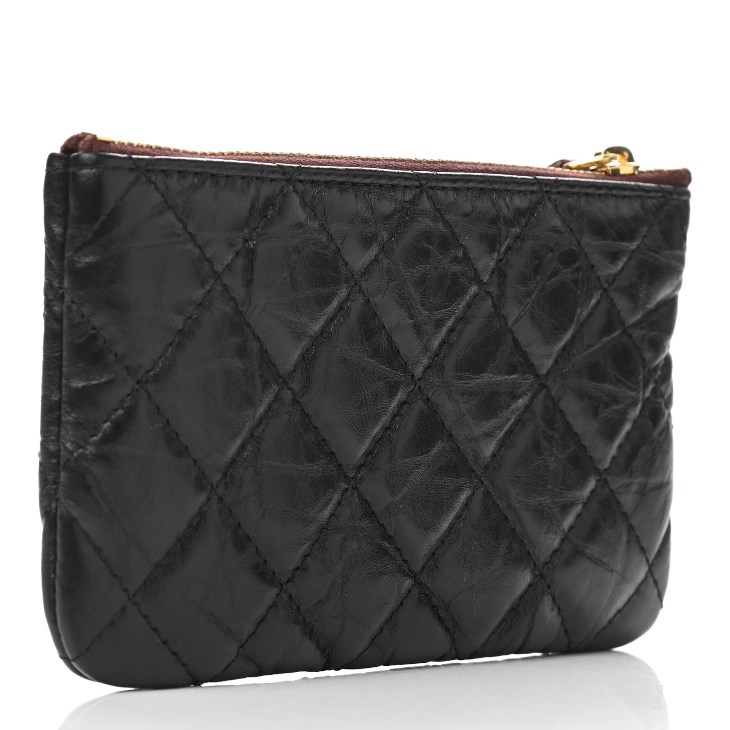 Aged Calfskin Quilted Small Reissue Cosmetic Case Black