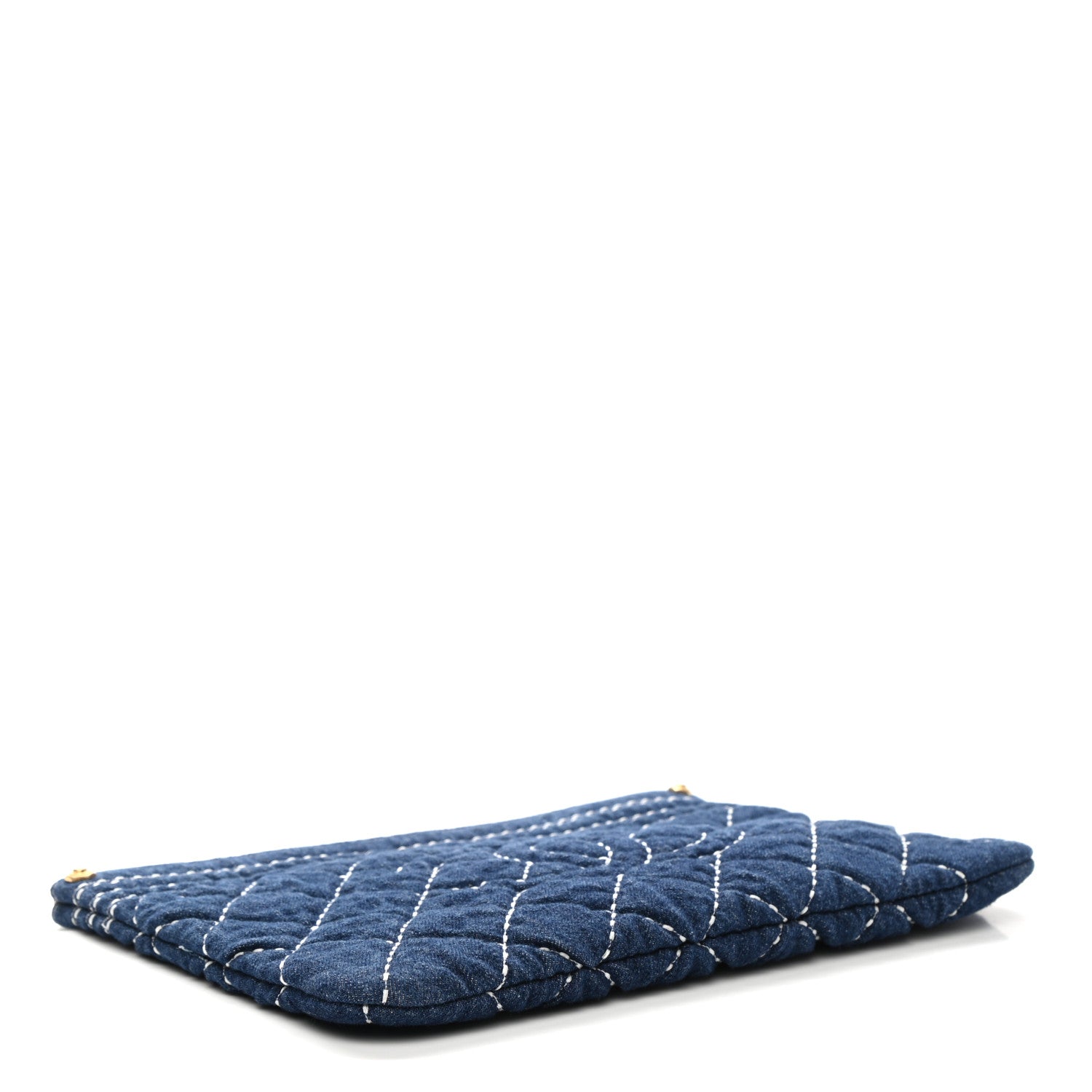 Chanel Denim Quilted Cosmetic Case Blue 4 of 8