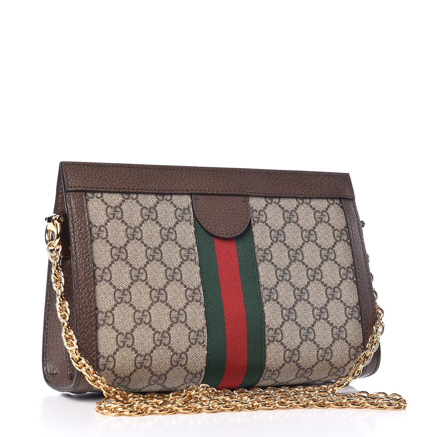 Gucci GG Supreme Monogram Web Small Ophidia Chain Shoulder Bag Brown 3 of 9