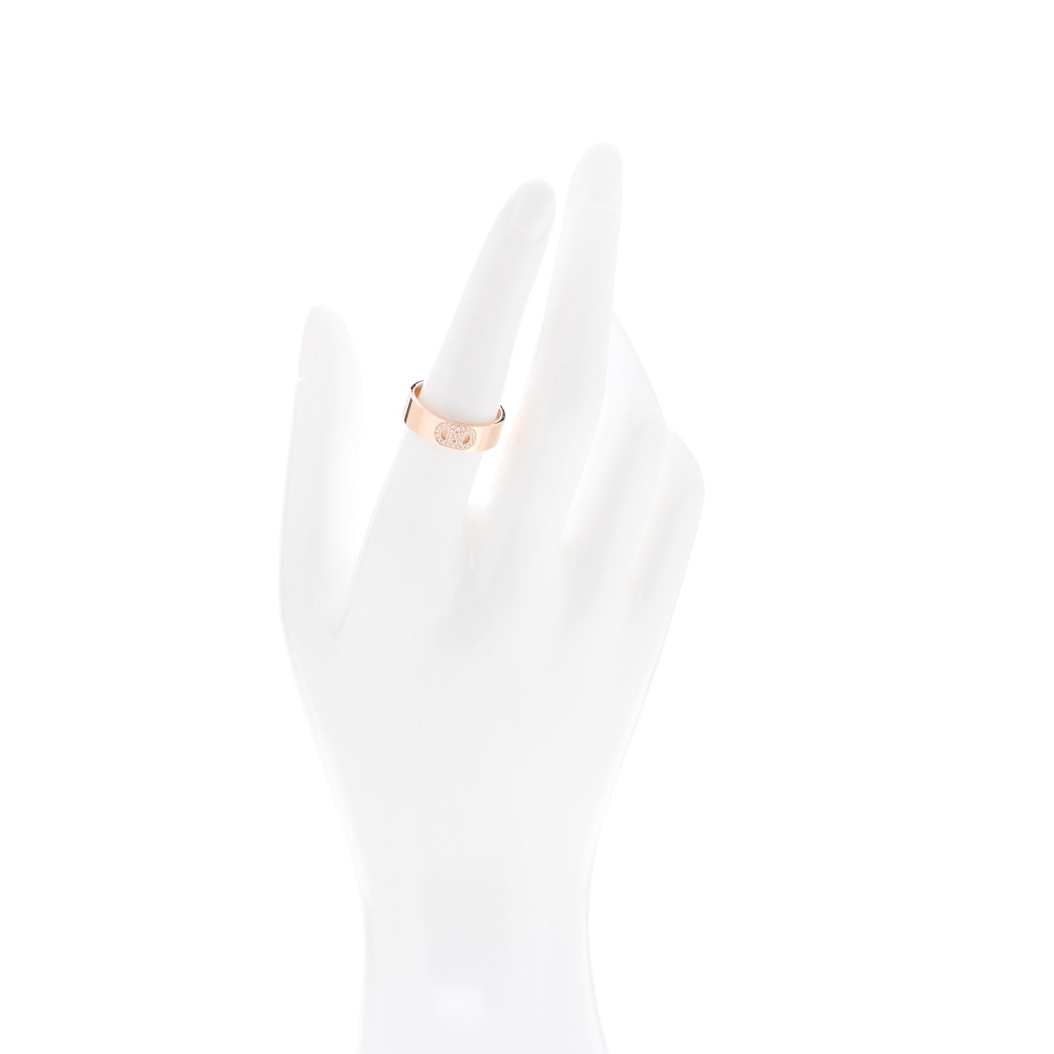Hermes 18K Rose Gold Diamond PM H D'Ancre Ring 54 6.75 2 of 5