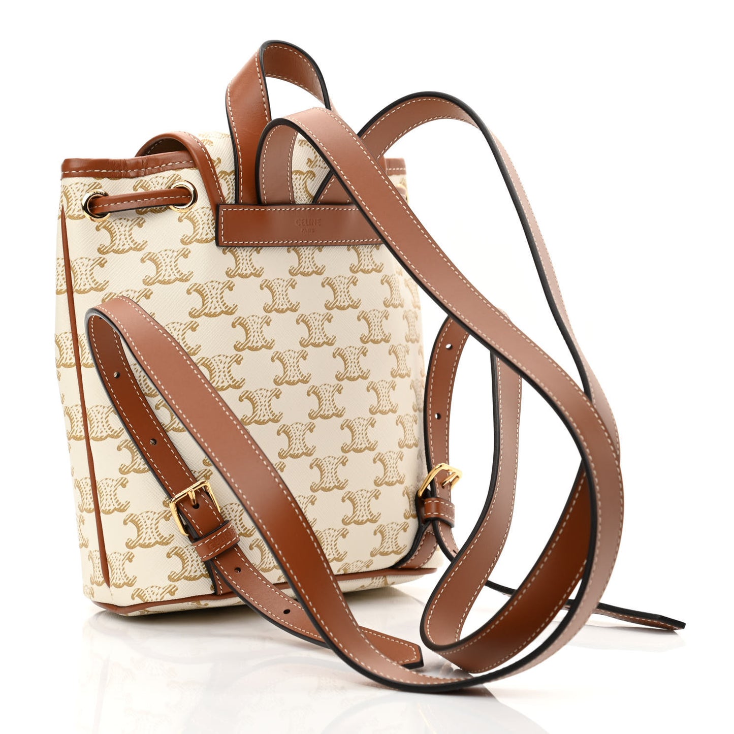 Triomphe Canvas Calfskin Mini Folco Backpack White