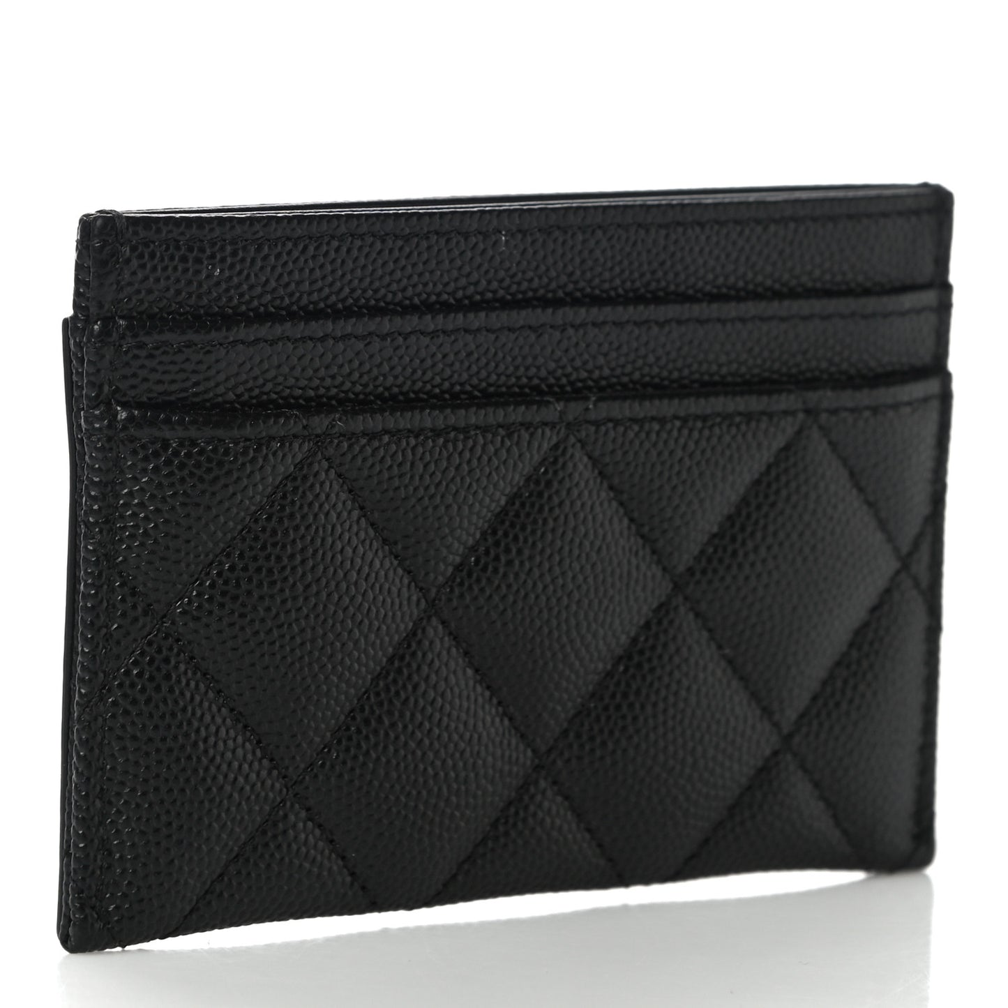 Caviar Quilted Filigree Card Holder Black