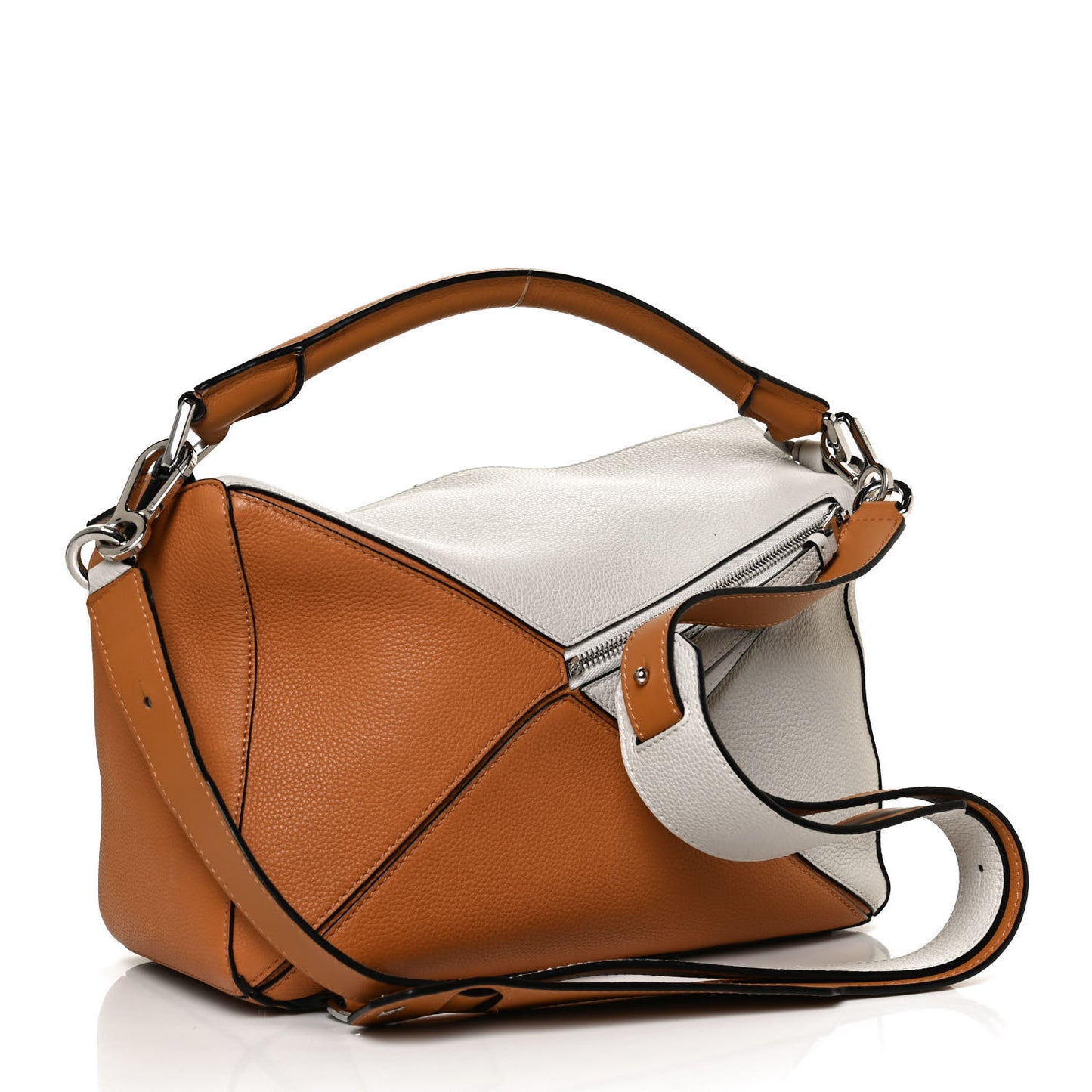 Calfskin Medium Puzzle Bag Tan Soft White