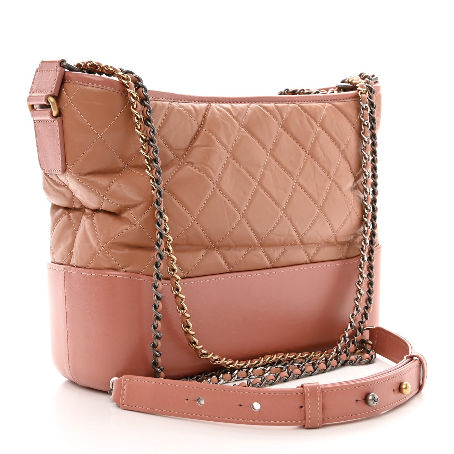 Aged Calfskin Quilted Medium Gabrielle Hobo Pink