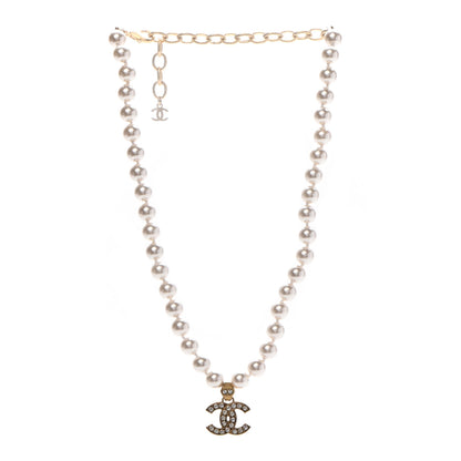 Chanel Pearl Crystal CC Short Necklace Gold 4 of 7