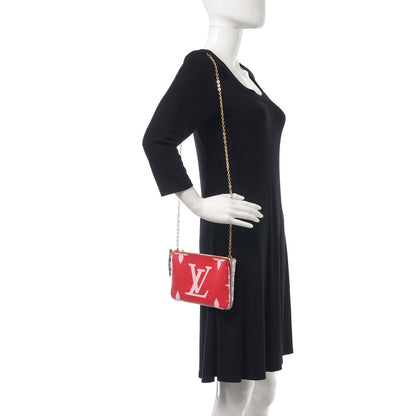 Louis Vuitton Monogram Giant Double Zip Pochette Rouge 2 of 7