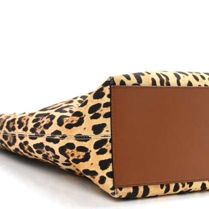 Valentino Garavani Canvas Nappa Leopard Print Rockstud Tote Brown 8 of 9