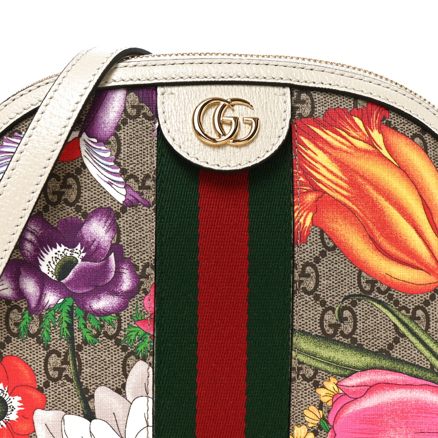 Gucci GG Supreme Monogram Flora Web GG Small Ophidia Dome Shoulder Bag White 15 of 21