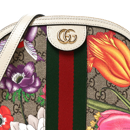 Gucci GG Supreme Monogram Flora Web GG Small Ophidia Dome Shoulder Bag White 15 of 21