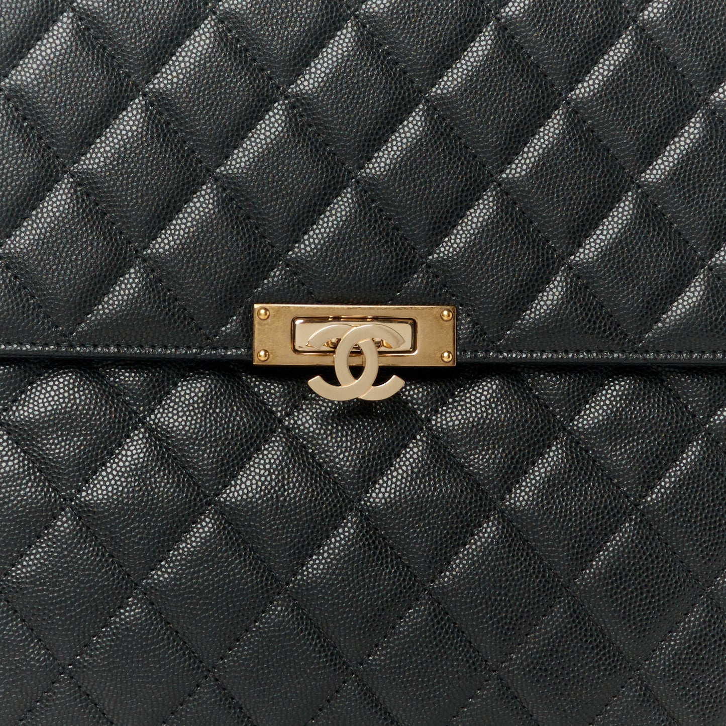 Caviar Quilted Large Golden Class Pouch Black