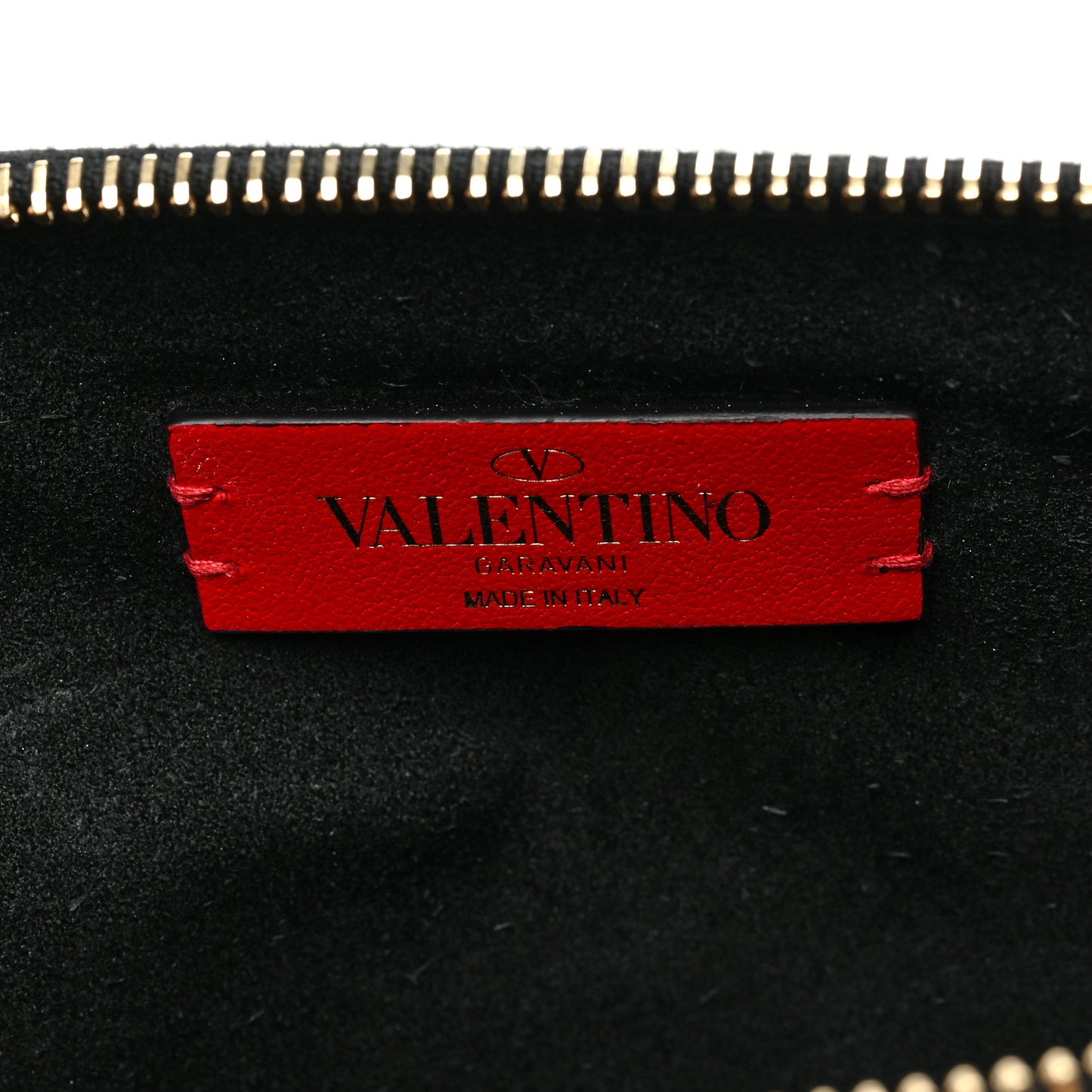 Pebbled Calfskin Large Rockstud Wristlet Clutch Black