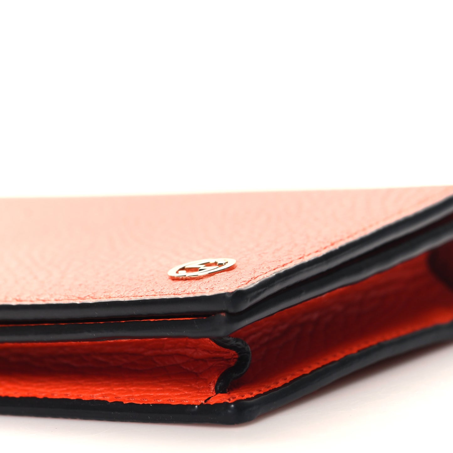 Dollar Calfskin Medium Betty Chain Wallet Sun Orange