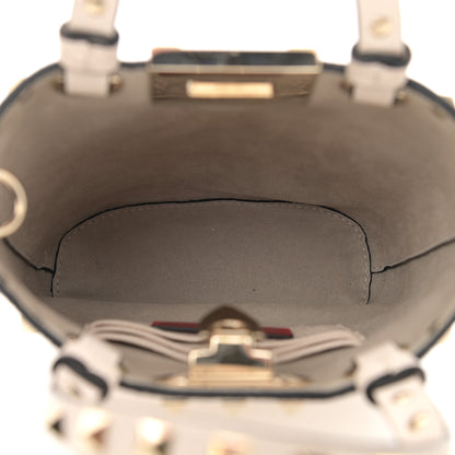 Valentino Garavani Pebbled Calfskin Rockstud Bucket Bag White 5 of 9