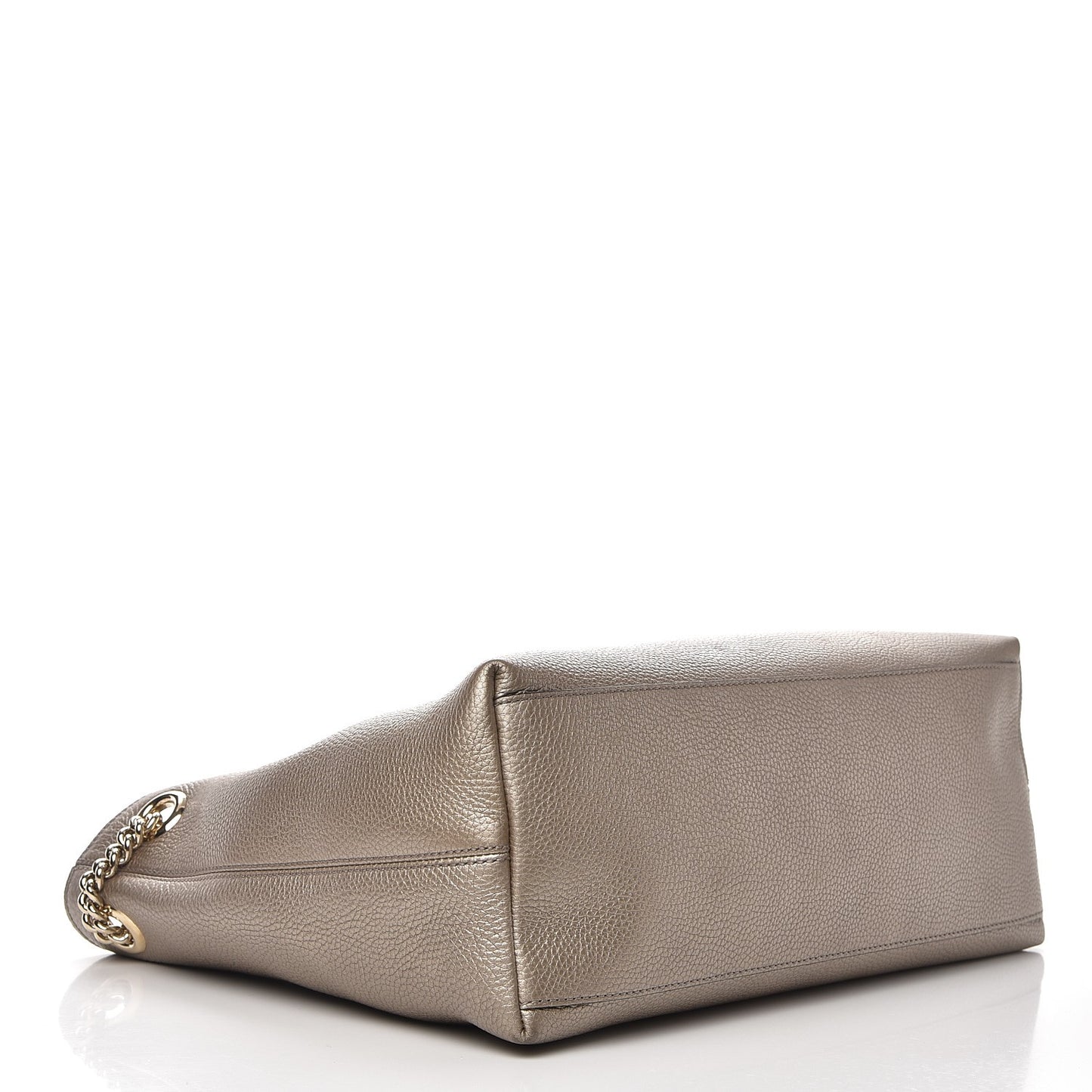 Metallic Pebbled Calfskin Medium Soho Chain Shoulder Bag Golden Beige