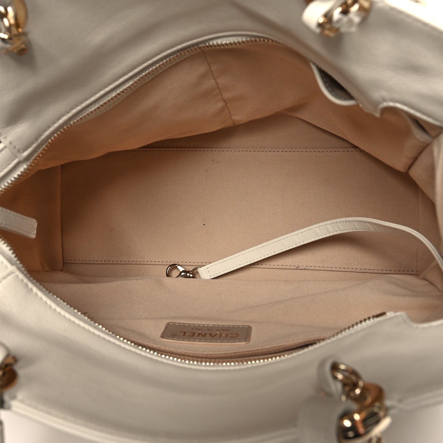 Chanel Calfskin CC Zipped Shopping Tote White 5 of 14