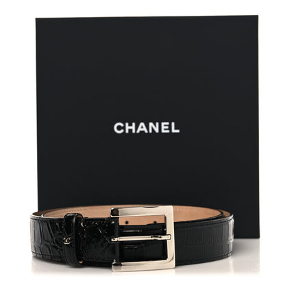 Chanel Crocodile Embossed Calfskin Belt 75 30 Black 6 of 6