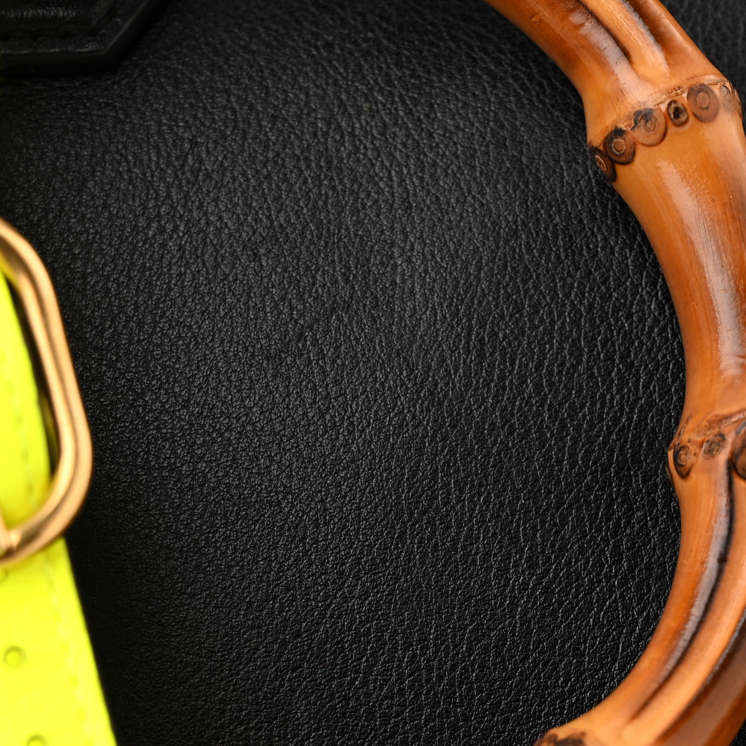 Gucci Calfskin Small Diana Tote Bag Black Yellow Fluo 14 of 14