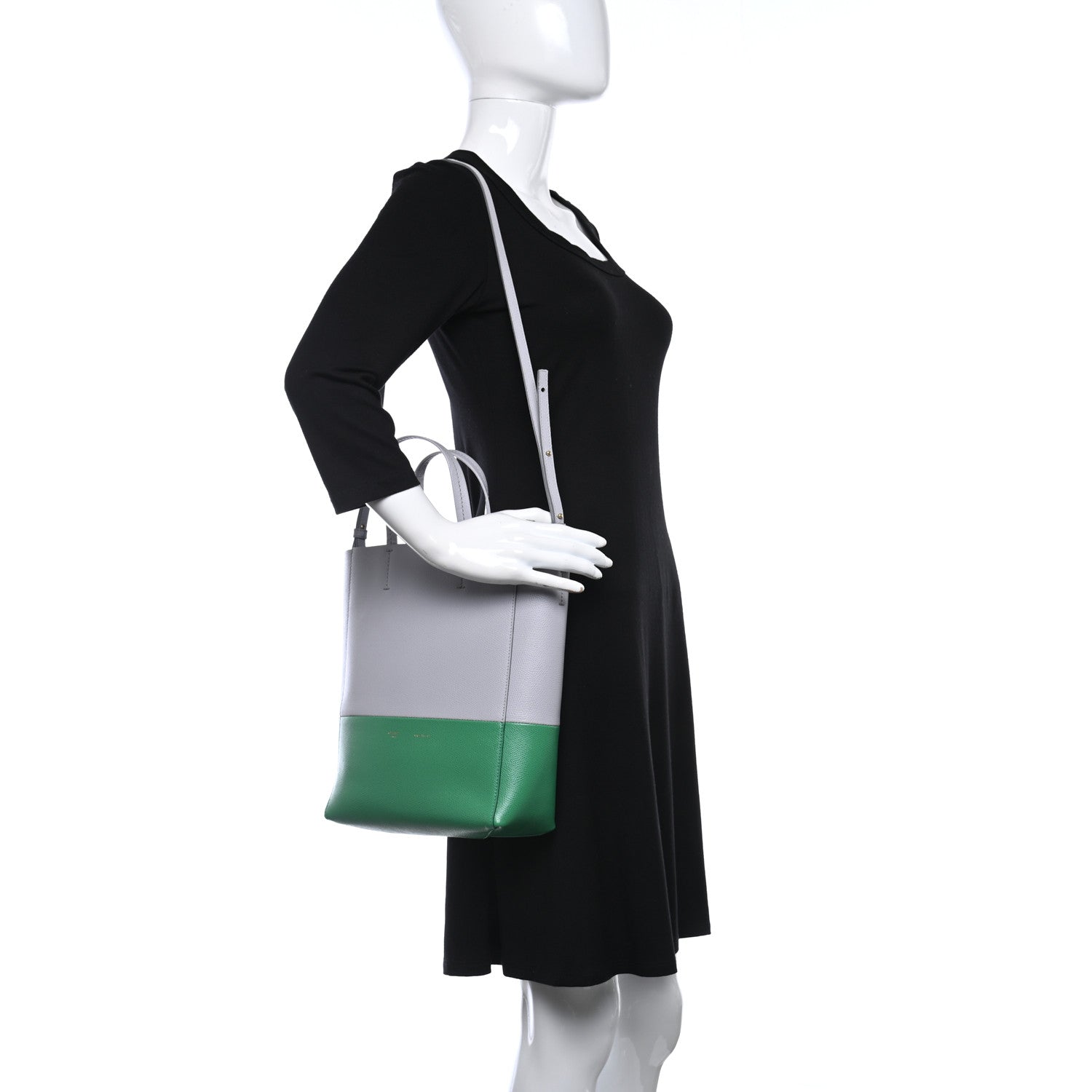 Celine Grained Calfskin Small Vertical Bi-Cabas Mineral Mint 2 of 10
