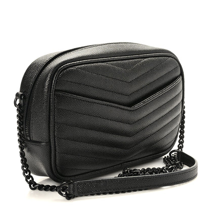 Saint Laurent Grain De Poudre Matelasse Monochrome Monogram Mini Lou Camera Bag Black 3 of 10