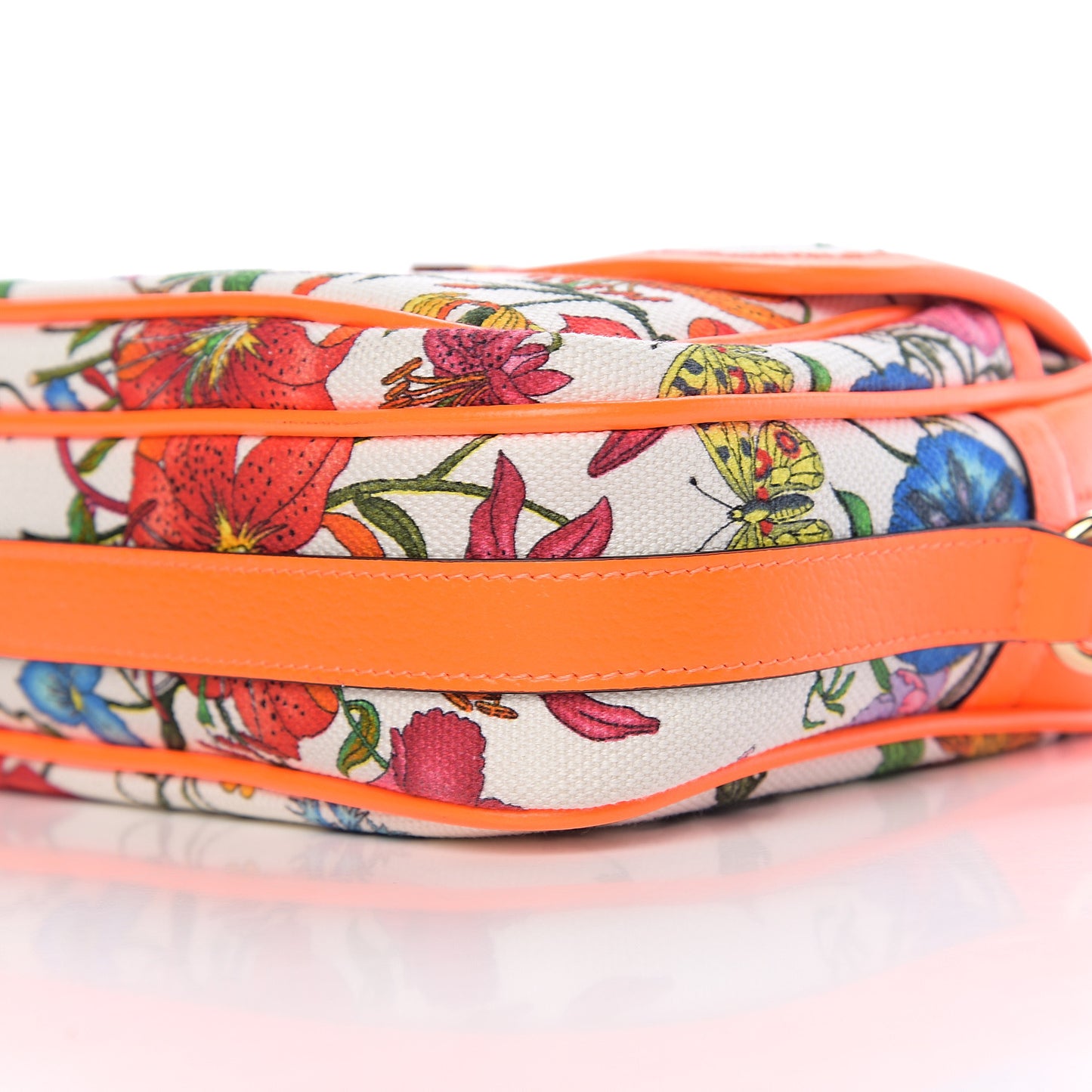 Canvas Flora Floral Shoulder Bag White Orange Fluo