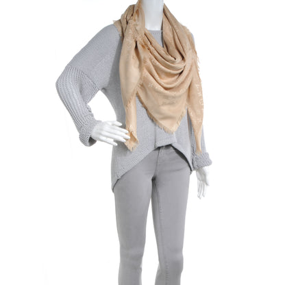 Louis Vuitton Silk Wool Monogram Shawl Nude 2 of 5