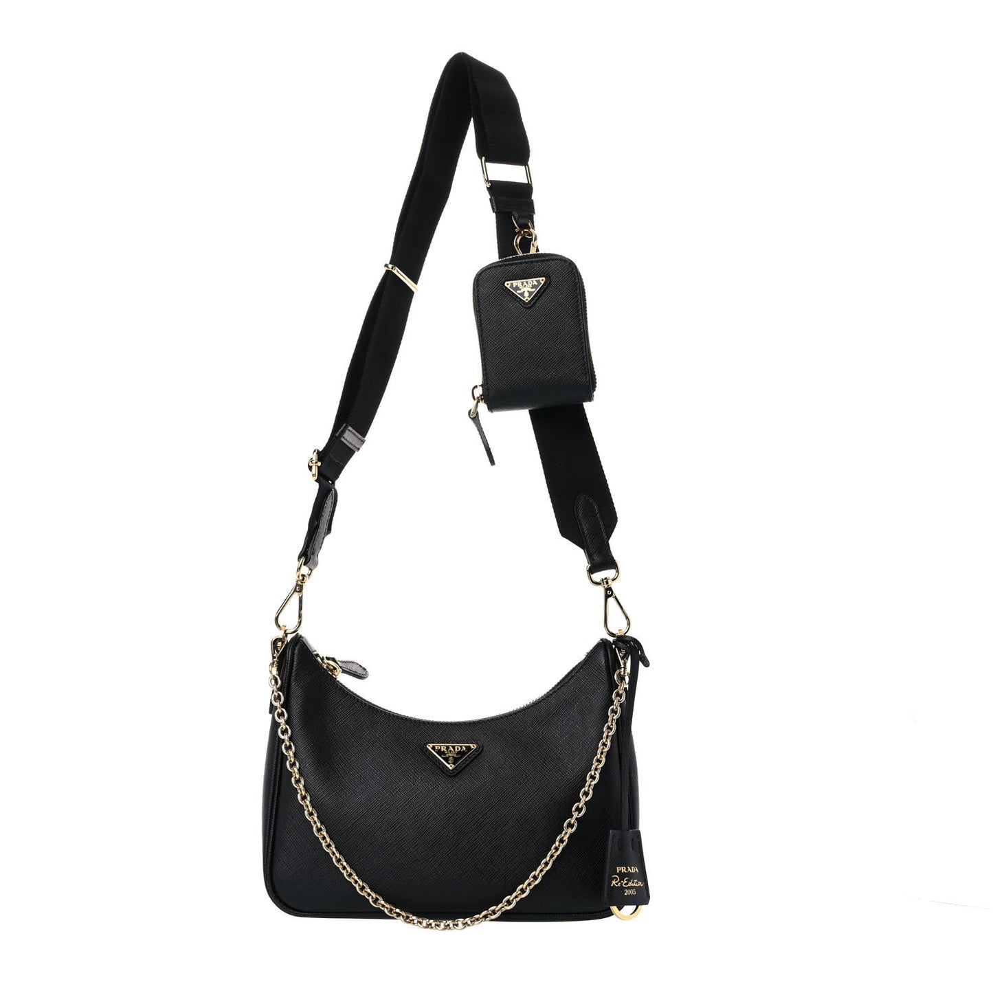 Saffiano Lux Re-Edition 2005 Shoulder Bag Black