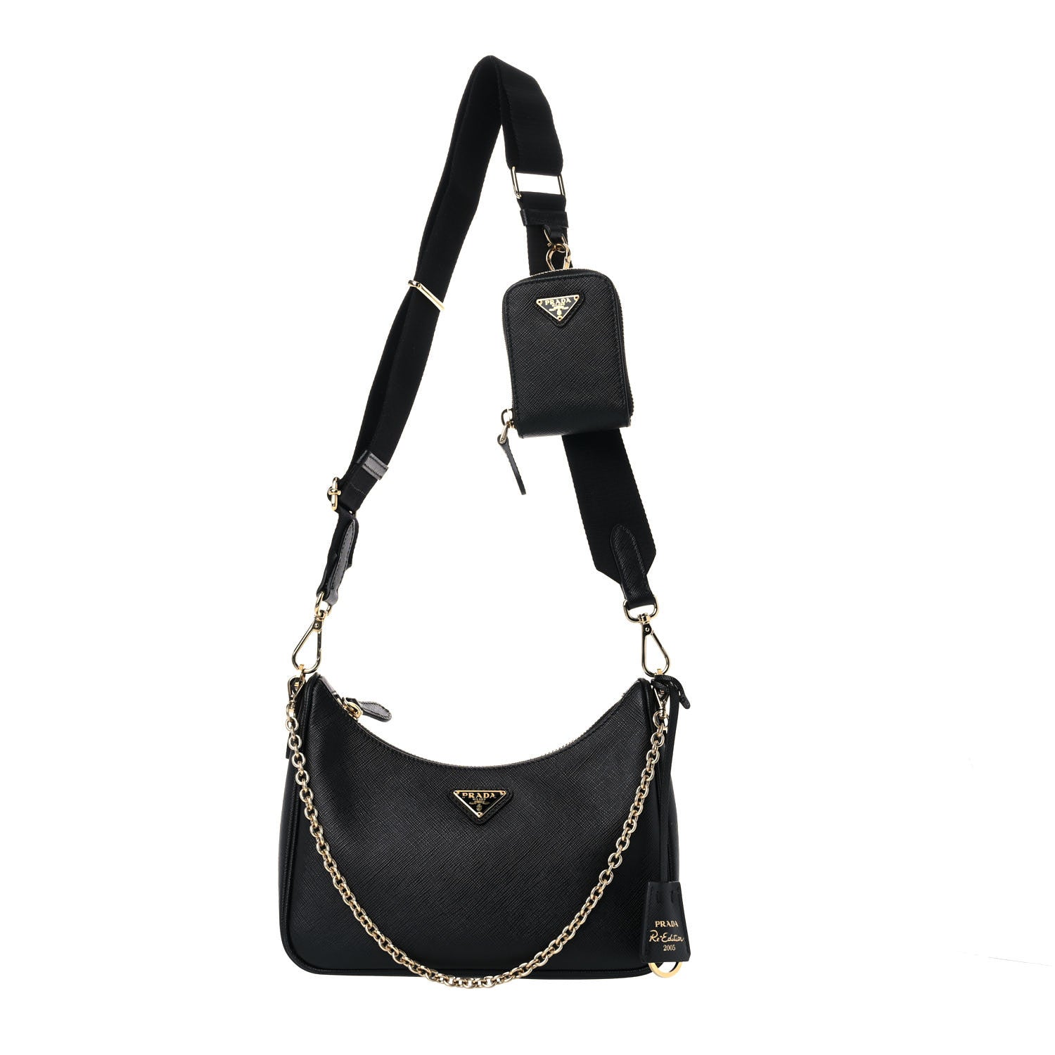 Prada Saffiano Lux Re-Edition 2005 Shoulder Bag Black 1 of 7