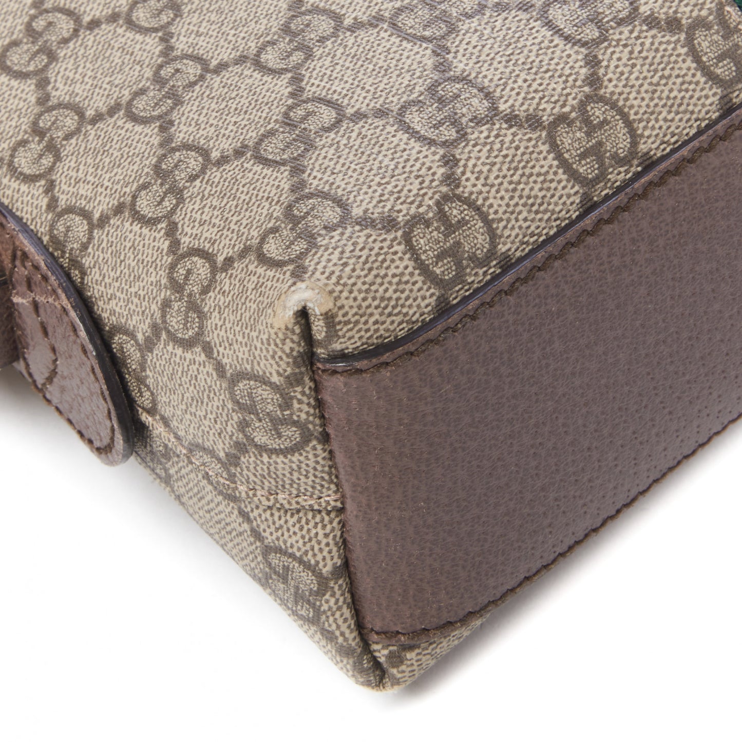 GG Supreme Monogram Textured Dollar Calfskin Web Small Ophidia Dome Shoulder Bag Beige Ebony New Acero