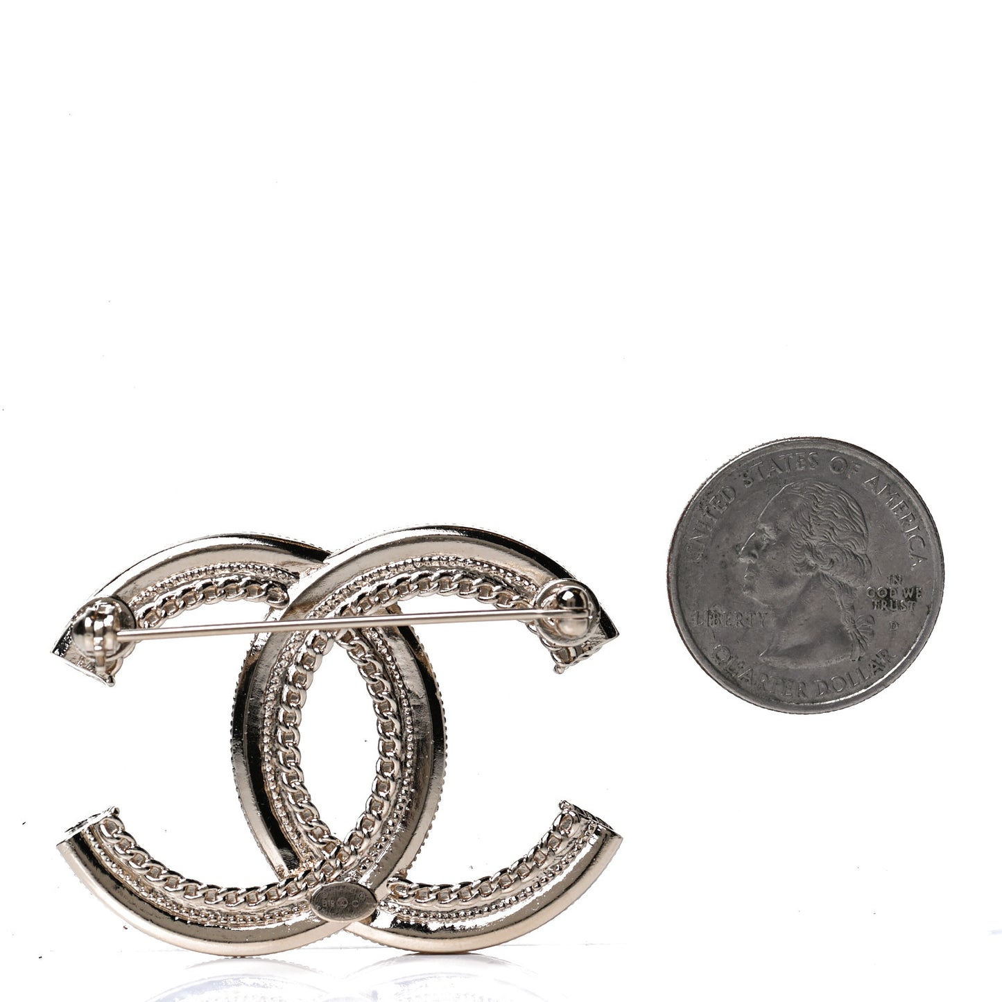 Pearl Crystal CC Brooch Gold