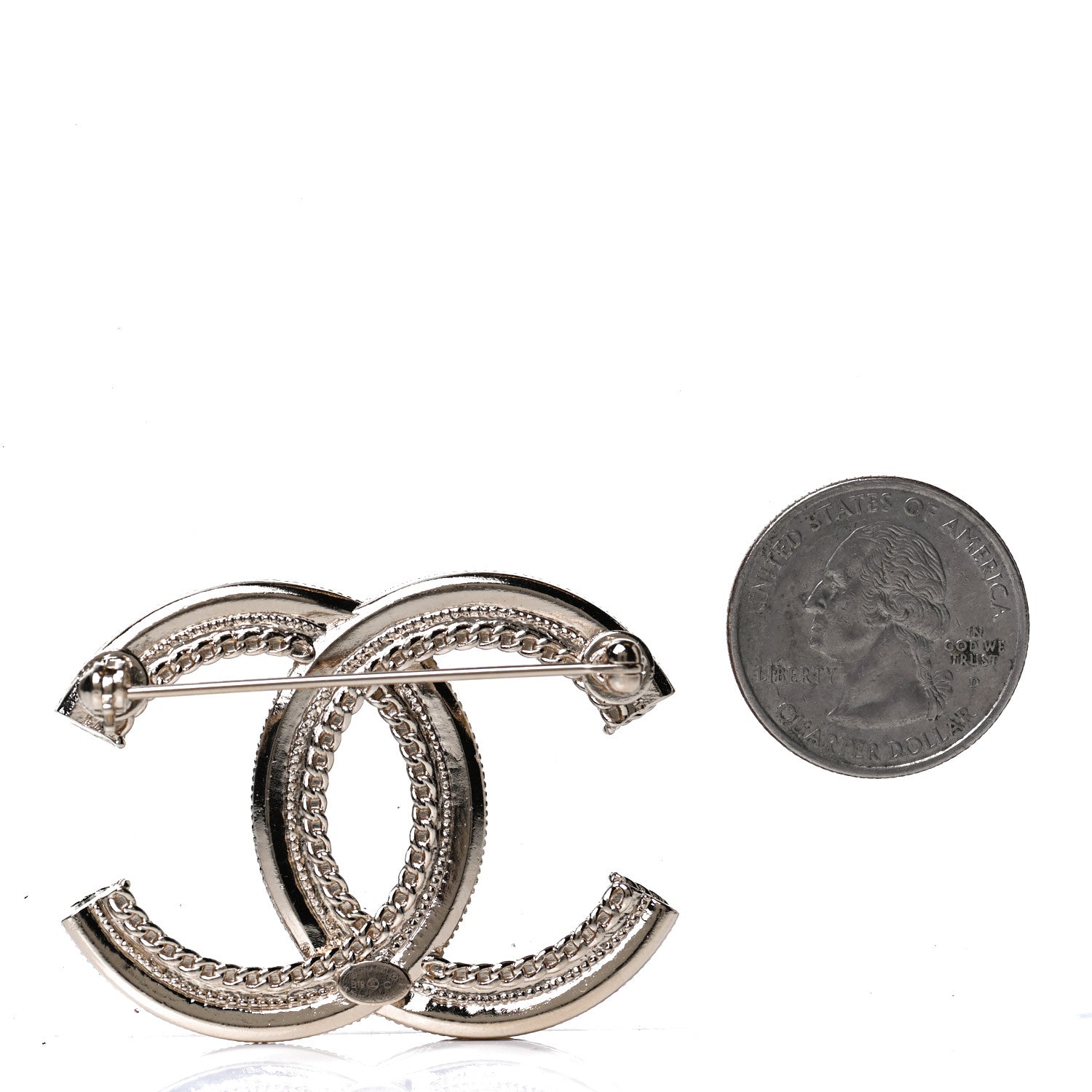 Chanel Pearl Crystal CC Brooch Gold 2 of 5