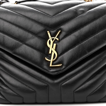 Saint Laurent Calfskin Y Quilted Monogram Medium Loulou Chain Satchel Black 6 of 13