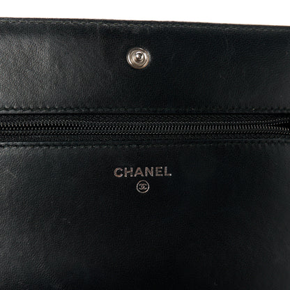 Chanel Calfskin Quilted Studded Boy Wallet On Chain WOC Black 6 of 11