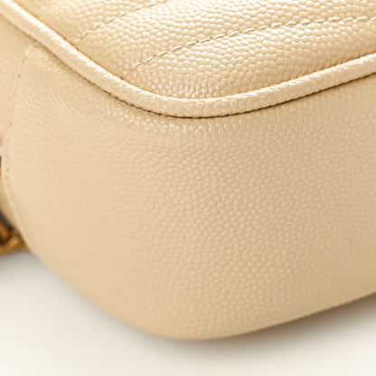Saint Laurent Grain De Poudre Matelasse Monogram Mini Lou Camera Bag Dark Beige 8 of 9