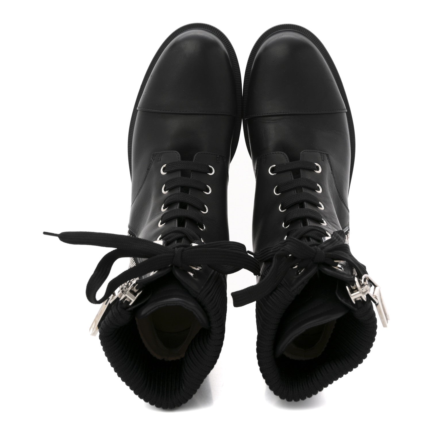 Christian Louboutin Calfskin Knit En Hiver Zip Boots 41 Black