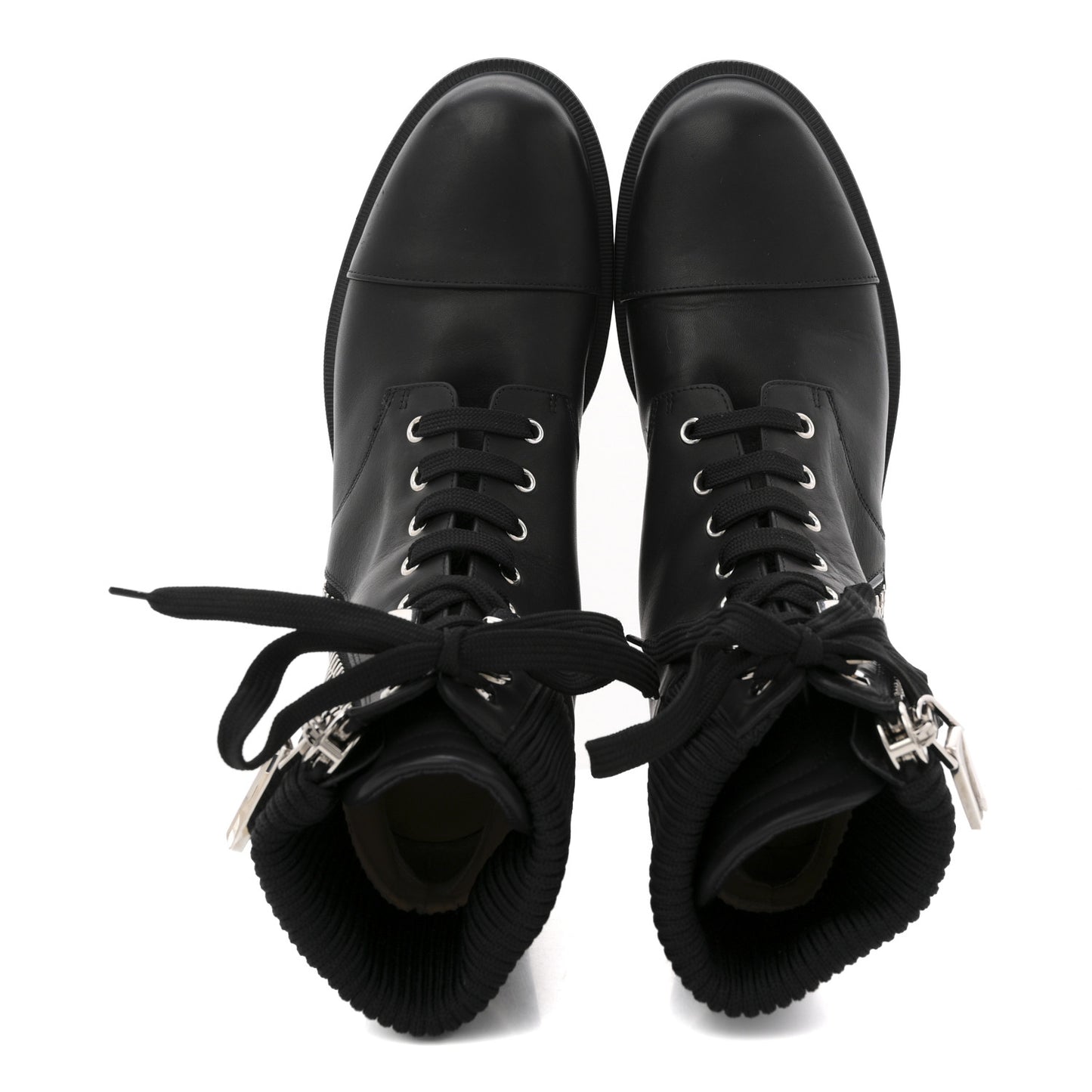 Calfskin Knit En Hiver Zip Boots 41 Black