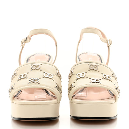 Gucci Malaga Kid Interlocking G Studs 25/85mm Platform Sandals 35.5 Mystic White 2 of 9