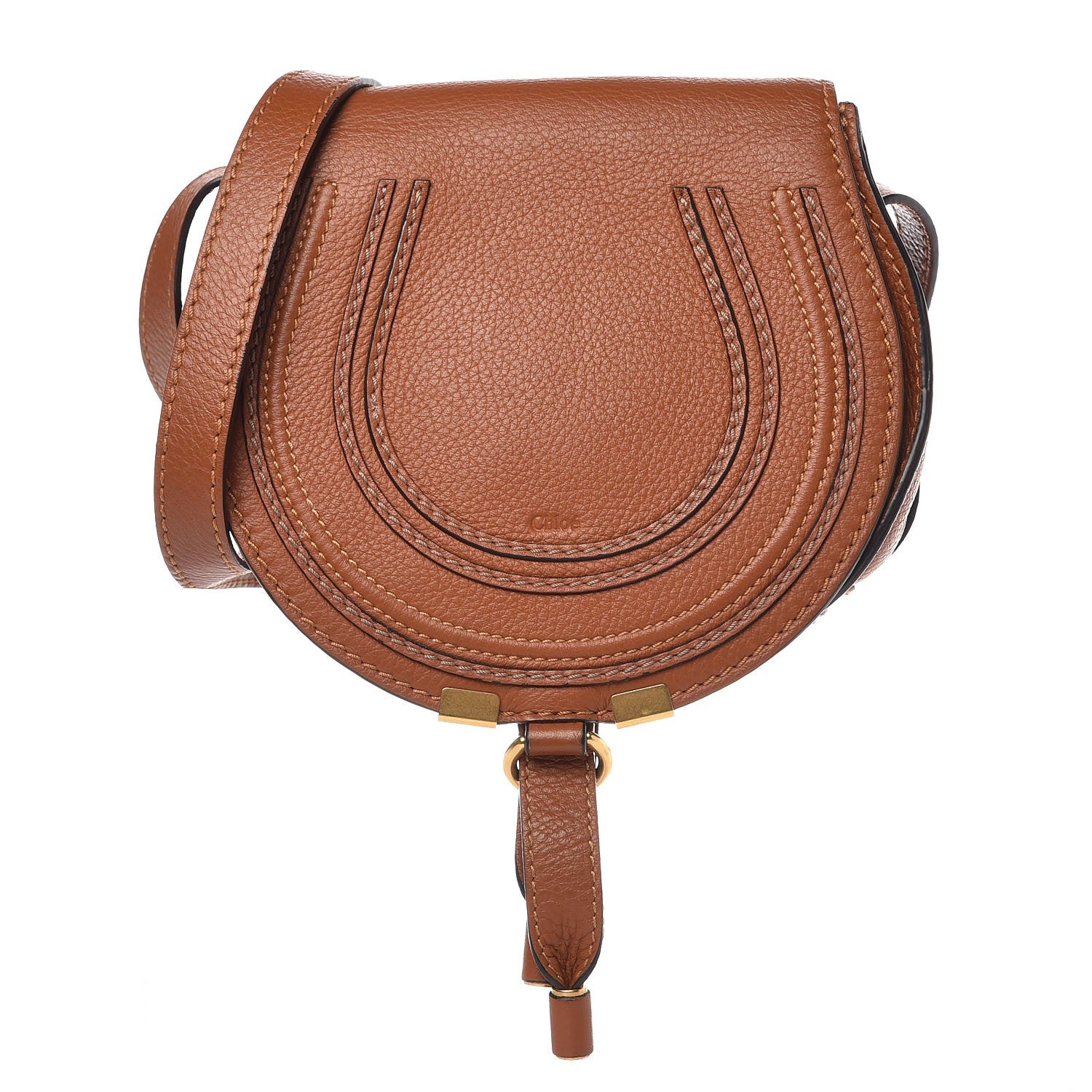 Chloe Calfskin Mini Marcie Round Crossbody Bag Tan 1 of 8