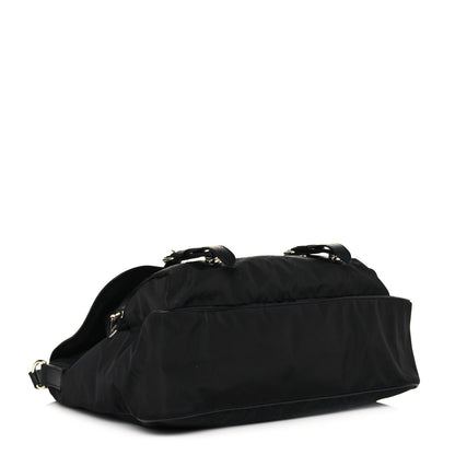 Gucci Nylon Monogram Double Buckle Flap Messenger Bag Black 3 of 12