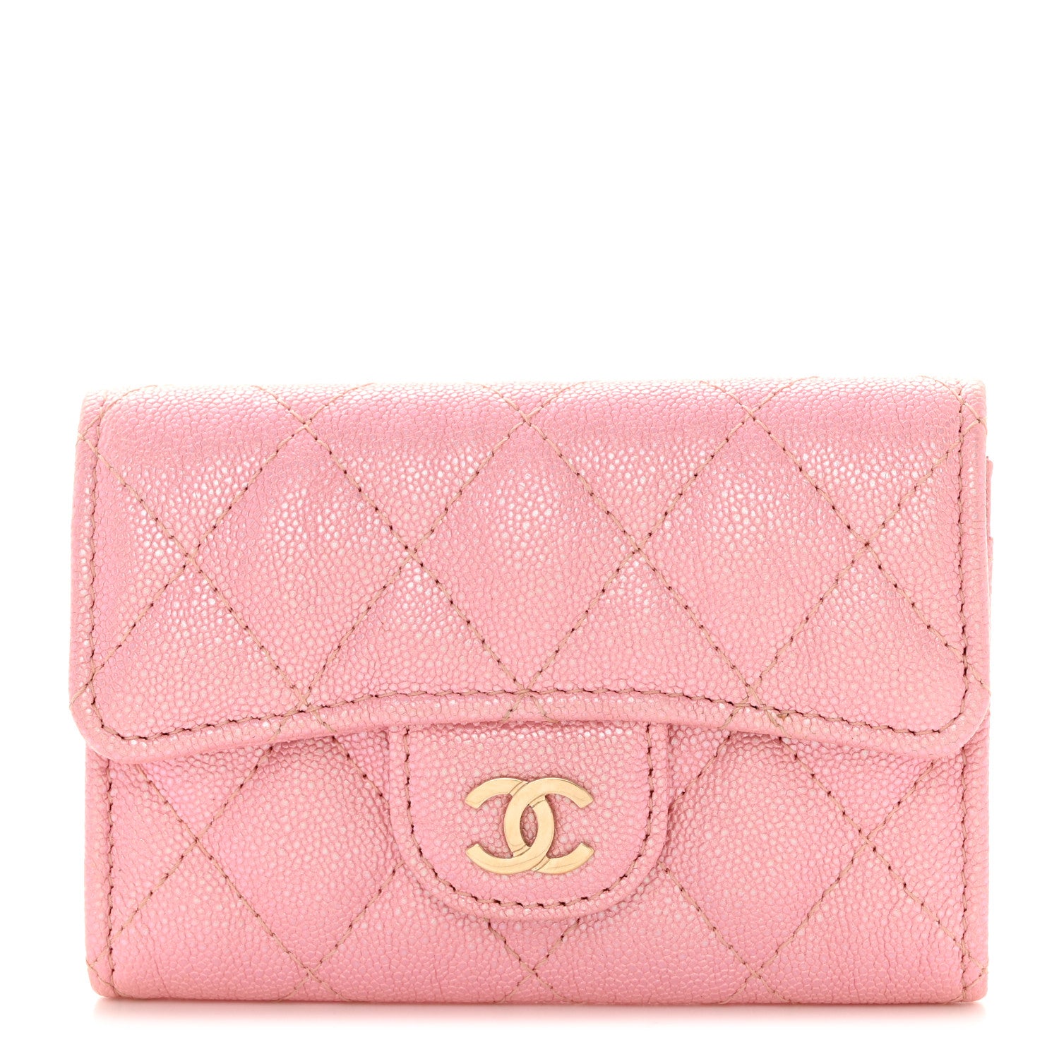 Chanel Iridescent Caviar Quilted Flap Card Holder Rose Pink 1 of 7