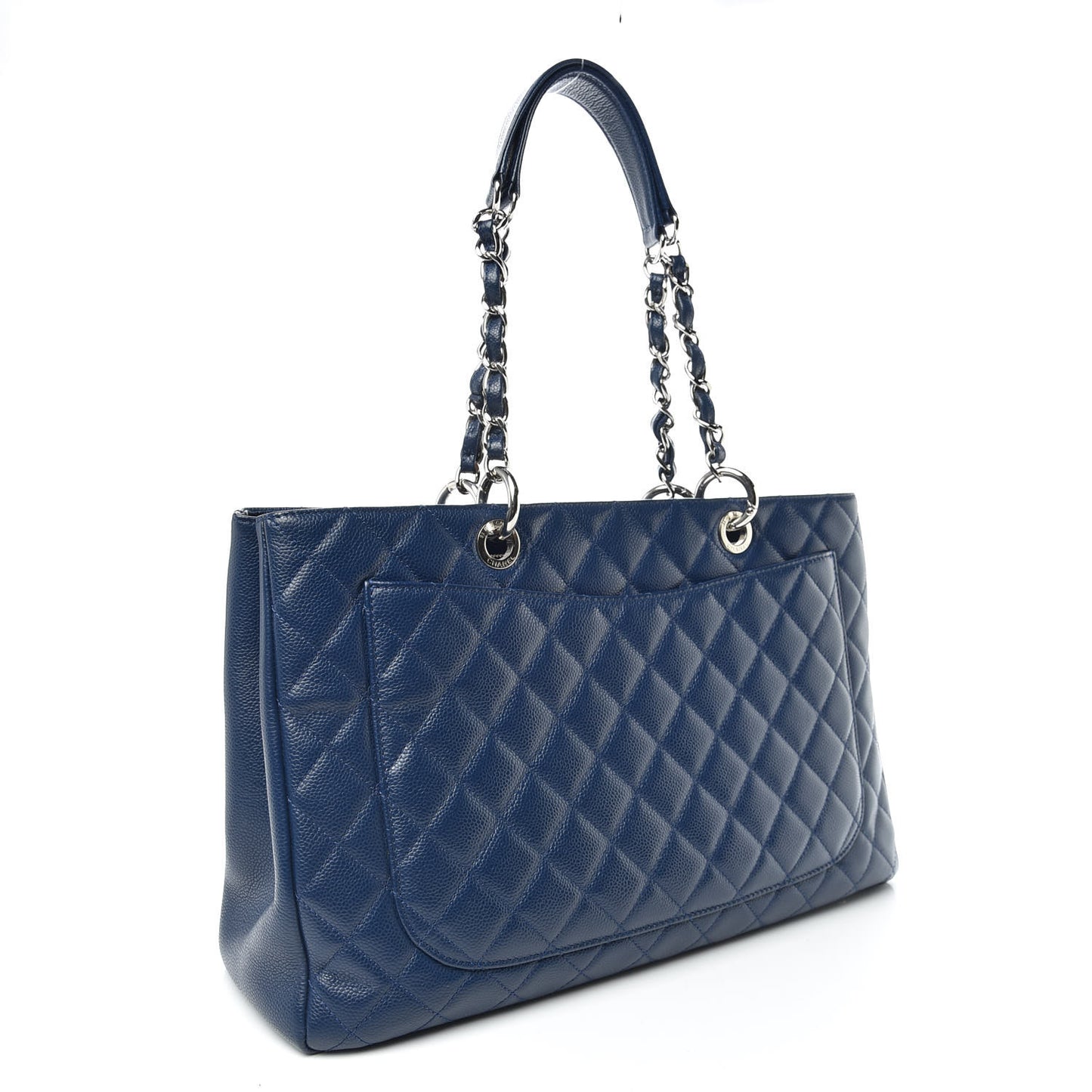 Caviar Quilted XL Grand Shopping Tote GST Navy Blue