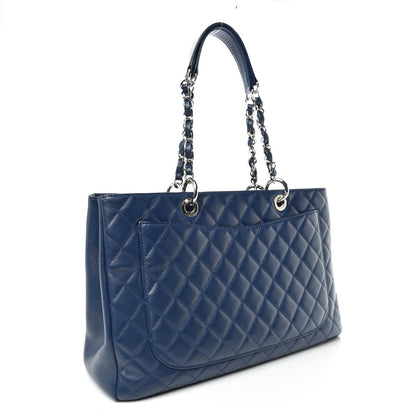 Chanel Caviar Quilted XL Grand Shopping Tote GST Navy Blue 3 of 10