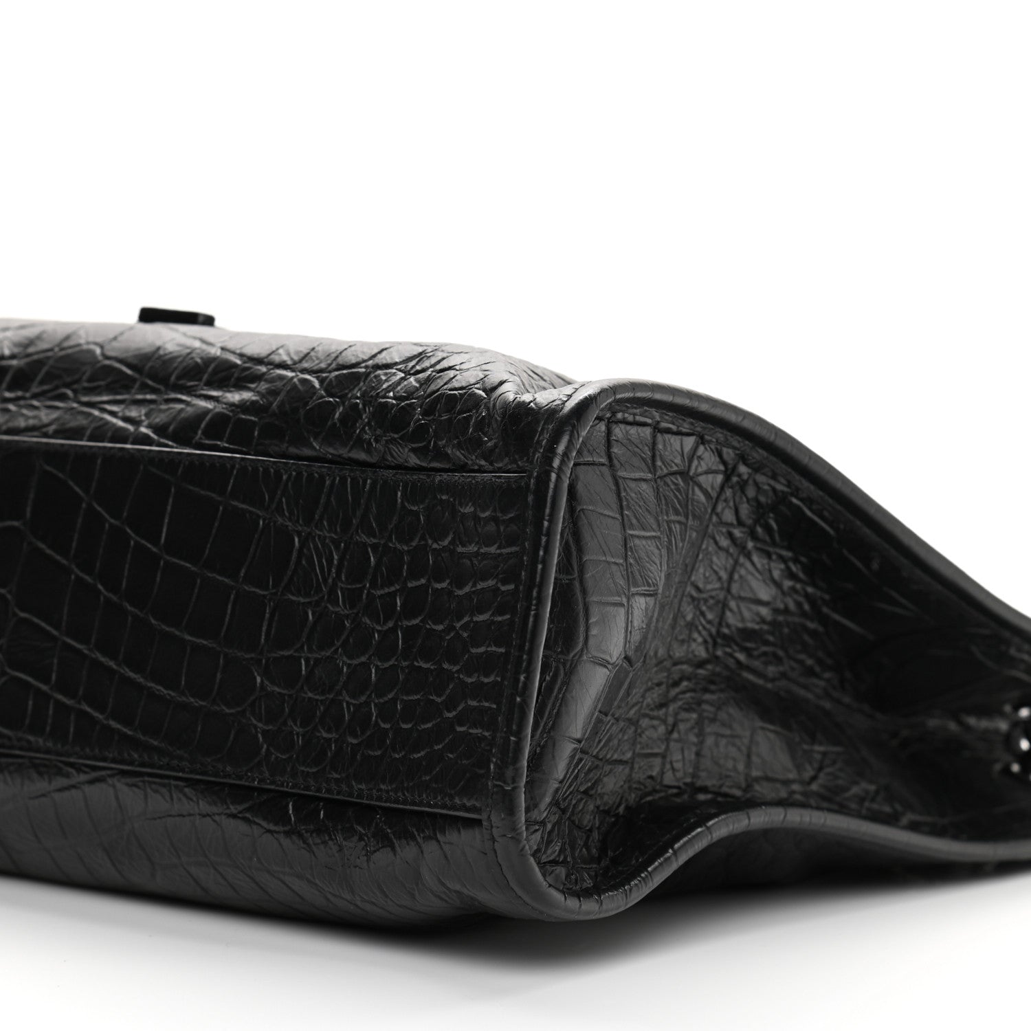 Saint Laurent Calfskin Crocodile Embossed Monogram Medium Niki Shopping Bag Black 10 of 10