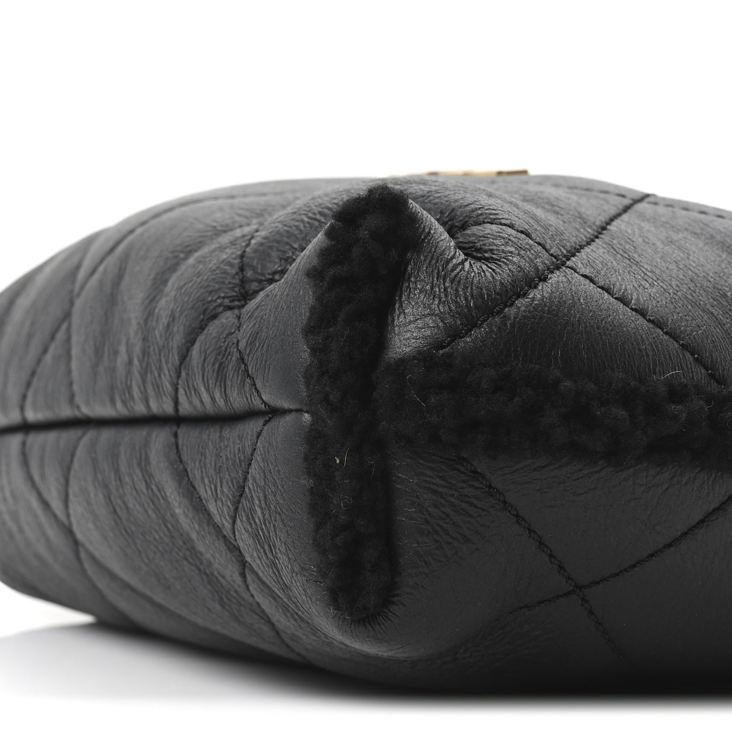 Aged Lambskin Shearling Quilted Small Chanel 22 Black