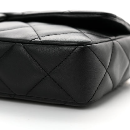 Chanel Lambskin Quilted Pearl CC Flap Clutch Black 10 of 11