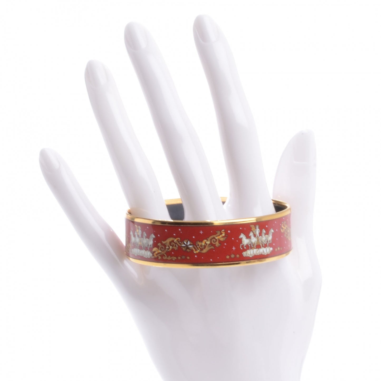 Enamel Printed Horses Wide Bracelet 65 Red